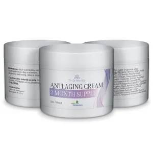 Anti Aging Cream 2 Month Supply - Our Best Nourishing Antioxidant Skin Cell Renewal Formula with Vitamins & Collagen - Reduce Wrinkles Appearance - Help Improve Uneven Skin Tone & Age Spots