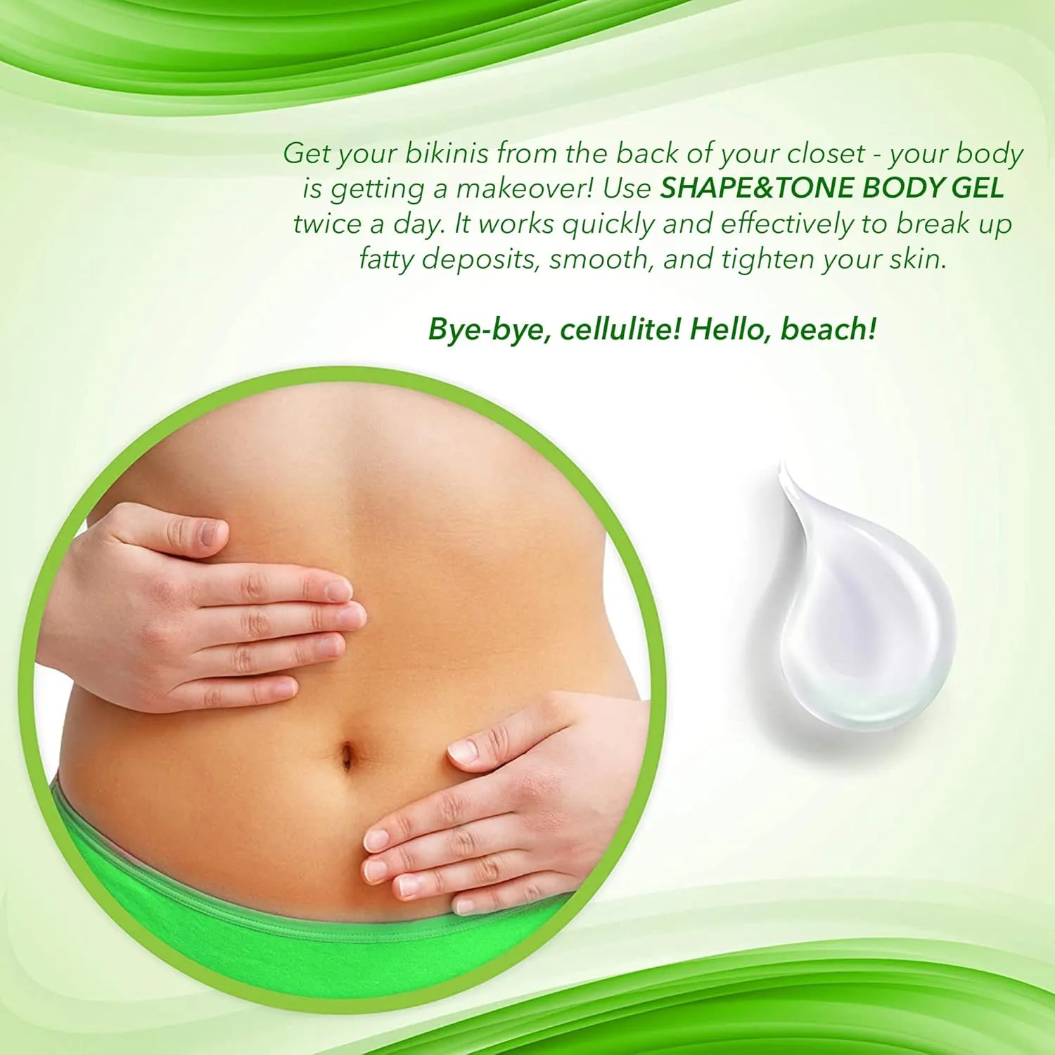 Anti-Cellulite Gel Cream – Body Moisturizer for Arms Legs and Stomach – Lift and Slim body cream by Shape and Tone 150 ml
