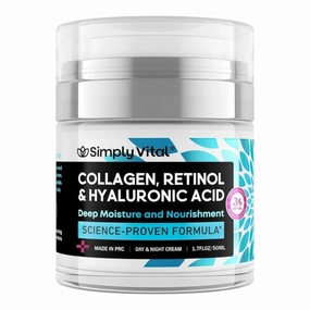 Anti-Wrinkle Face Cream with Collagen, Retinol and Hyaluronic Acid, Face Moisturizer, Neck & Décolleté - Day and Night Cream 1.7 Fl. Oz.