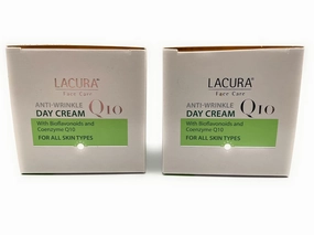 Anti-Wrinkle Q10 Day Face Cream Moisturizer with Bioflavonoid and Coenzyme Q10 1.7oz/48g, Lacura – (Pack of 2)