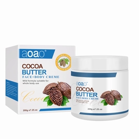 AOAO Cocoa Butter Body Cream, 7.25oz - Deep Nourishing Serum with Vitamin E & Coconut Oil, Hypoallergenic Moisturizer for All Skin Types, Shea Butter-Infused for Dry Skin Relief