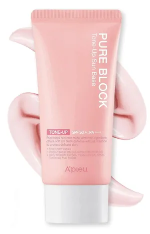 A'PIEU Pure Block Tone Up Sunscreen Base SPF50 /PA    50ml | Tone-Up Reef Safe Korean Sunscreen for Makeup Base