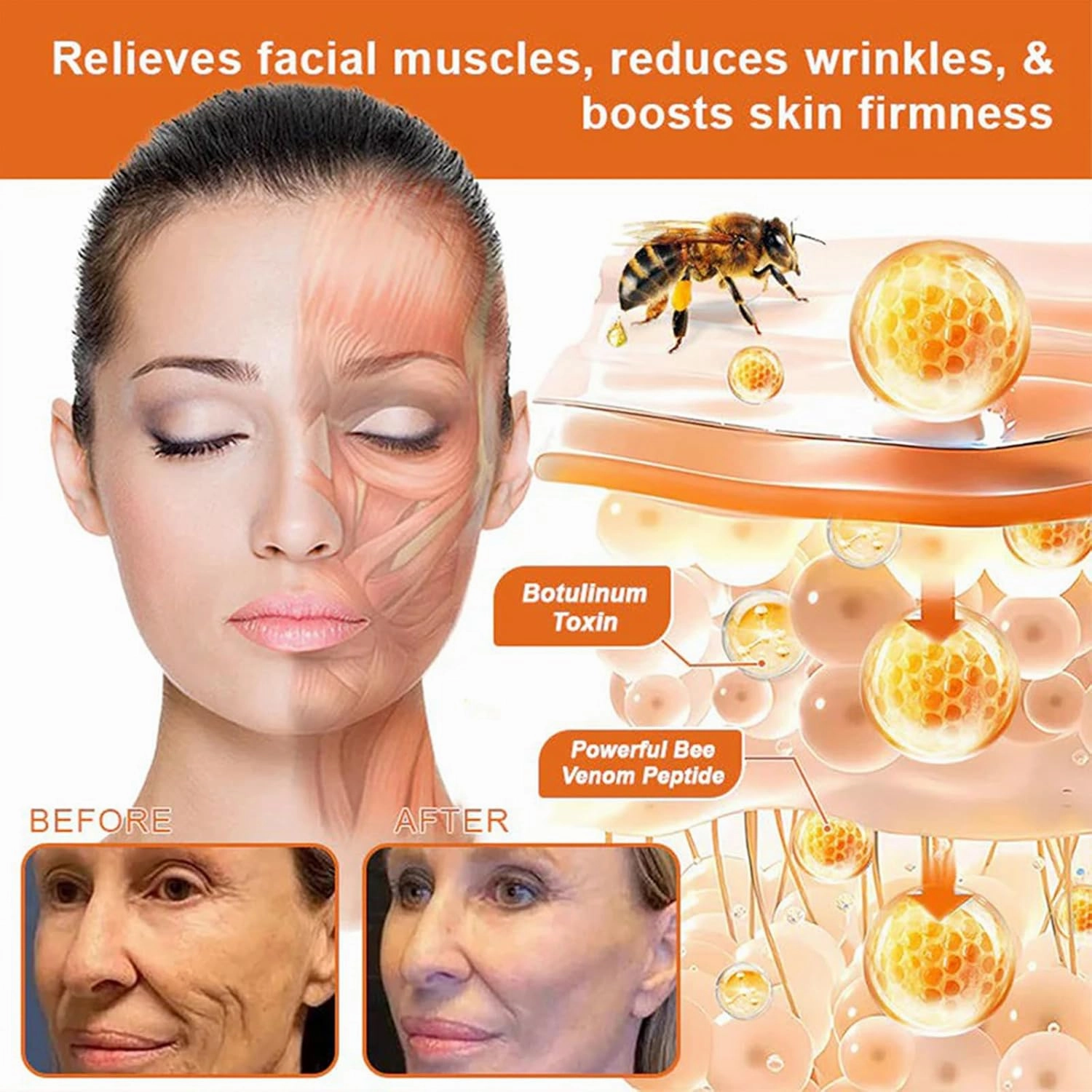 APKAPK Bee Venom Skin Cream,Bee Venom Comprehensive Cream,Reduces skin blemishes, deeply cleanses and moisturizes the skin (3)