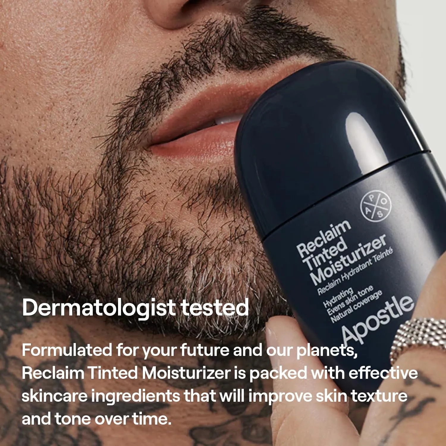 APOSTLE Reclaim Tinted Moisturizer for Men (8 St. James) - Niacinamide, Vitamin E, Squalane, Hyaluronic Acid, Tinted Face Moisturizer For Men. Hydrates, Evens Skin Tone, Reduces Fine Lines, 1 Fl. Oz.