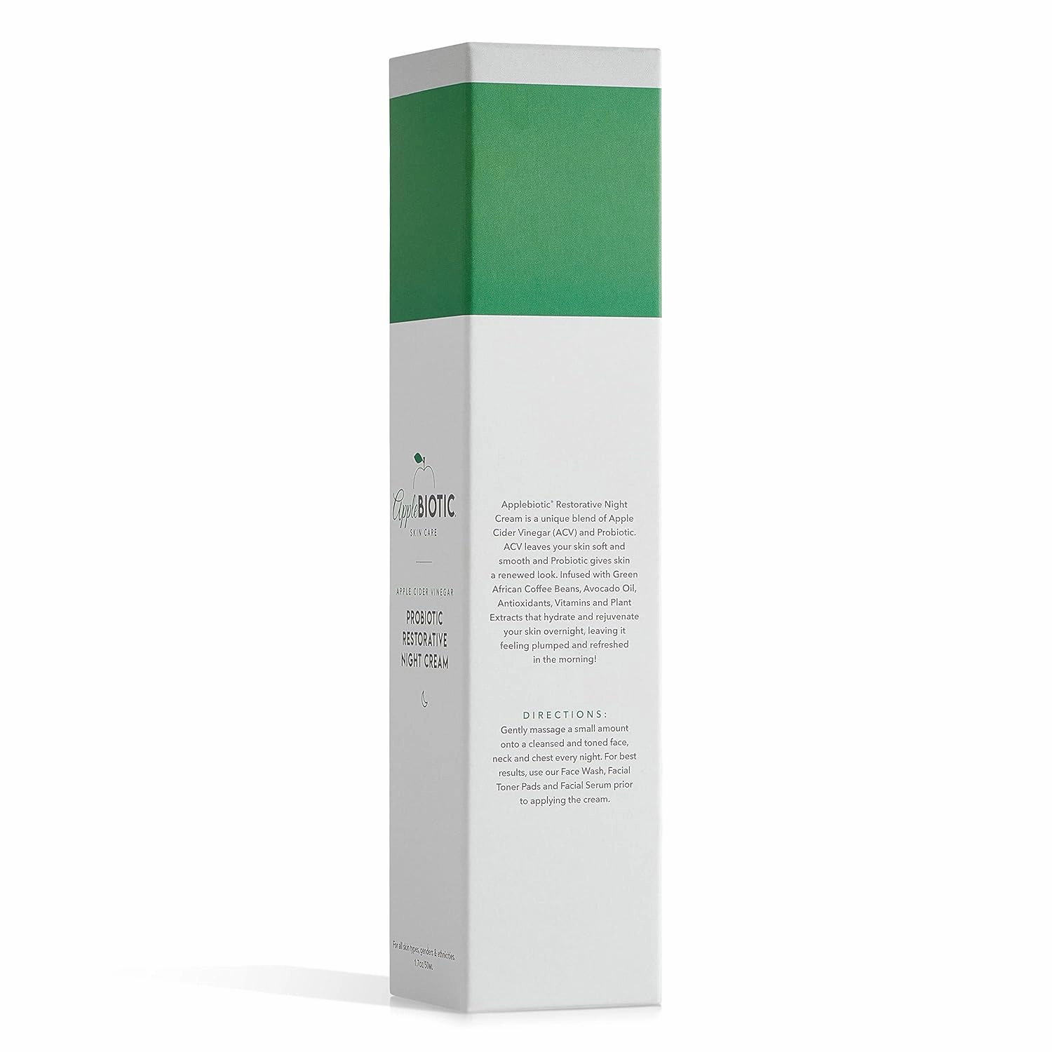Apple Cider Vinegar Probiotic Restorative Night Cream & Face Wash Duo with African Green Coffee Extract, Vitamin B3, Green Tea and Chamomile Extract to Firm and Restore for Dry, Oily, Sensitive Skin