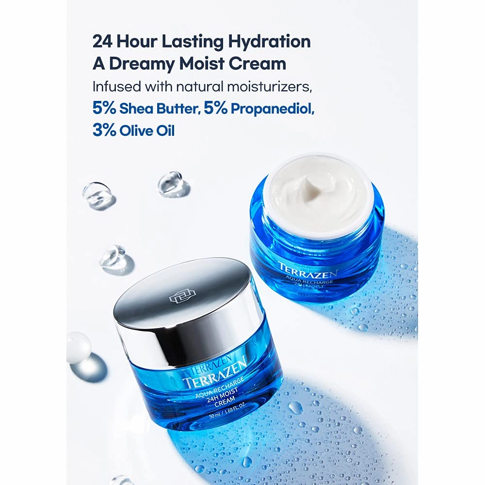 Aqua Recharge 24H Moist Cream, 1.69 fl.oz. (50ml) - Korean Face Moisturizer, K Beauty, Hydrating cream, Hyaluronic acid, Biotics Intense Moisturizer