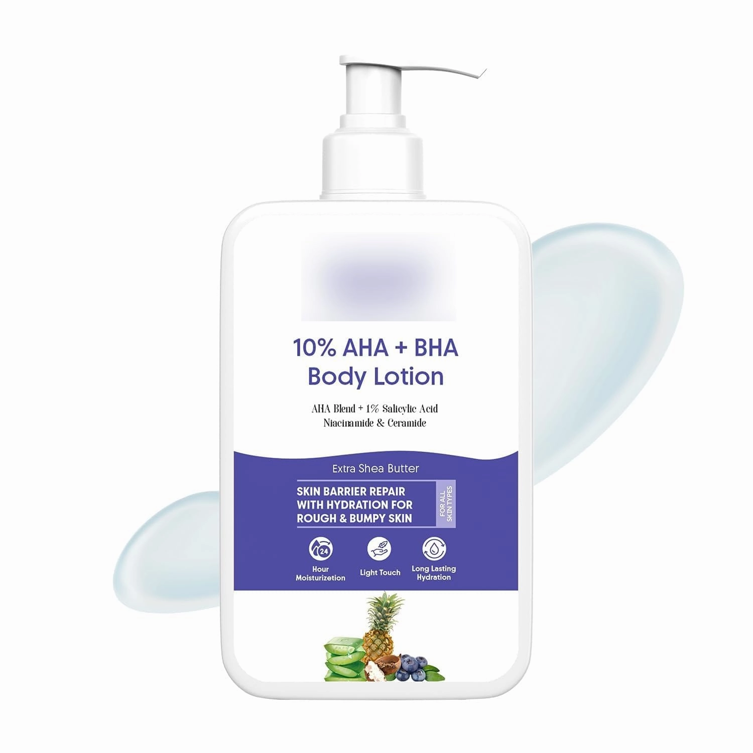 Ara.vi O.rganic 10% AHA   1% BHA Body Lotion For Exfoliation - Treats Strawberry Legs & Bumpy Skin With Ceramide - Skin Britheninig Lotion With Niacinamide and Shea Butter - 200 ml