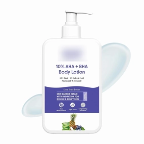 Ara.vi O.rganic 10% AHA   1% BHA Body Lotion For Exfoliation - Treats Strawberry Legs & Bumpy Skin With Ceramide - Skin Britheninig Lotion With Niacinamide and Shea Butter - 200 ml