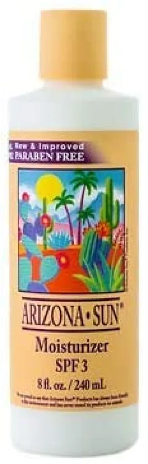 Arizona Sun Moisturizer SPF 3 – 8 oz –Natural Aloe Vera and Plants and Cacti from the Desert Provide Soothing Moisture for Dry Skin – Oil Free – Face and Body Lotion - Cream