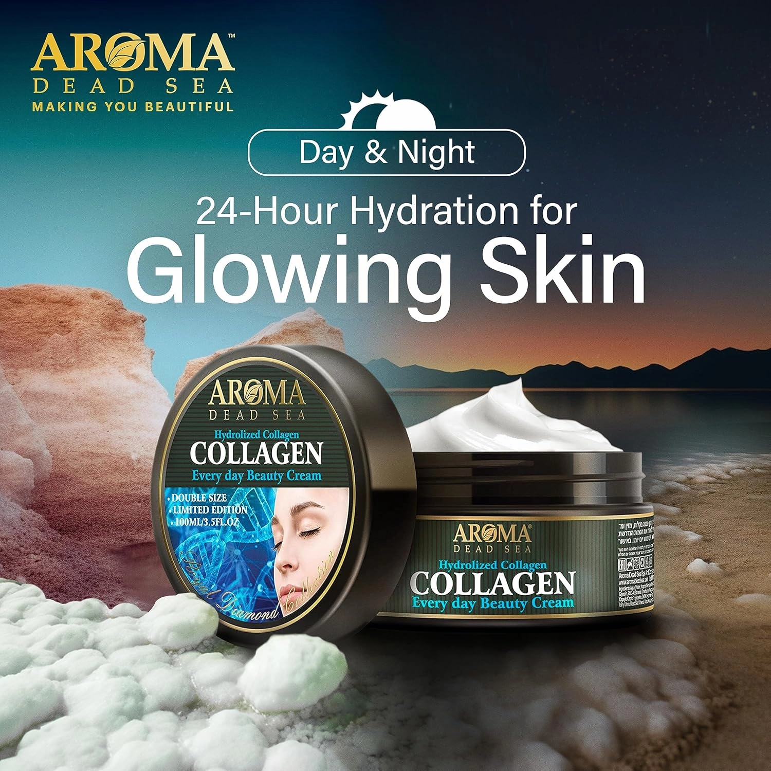 Aroma Dead Sea Collagen Cream - Anti Aging Day & Night Moisturizer, 100ml