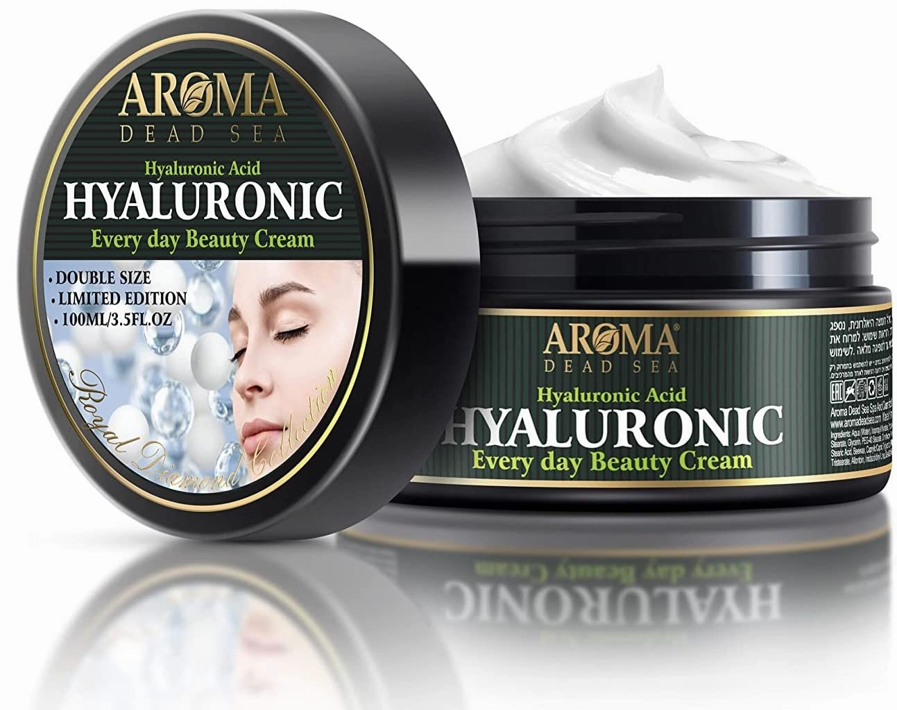 AROMA DEAD SEA Hyaluronic Acid Face Cream - Anti Aging Cream, Day & Night Facial Moisturizer for Face, Anti Wrinkle & Hydrating Face Moisturizer - 3.4 fl.oz (Hyaluronic Acid Face Cream Pack of 1)