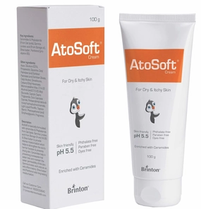 Atosoft Cream for Dry & Itchy Baby Skin | Intensive Moisturizing & Nourishing pH 5.5 | Ultra Mild Dermatologist Recommended Moisturizer, Paraben-Free (Cream, 100gm, 200ml)