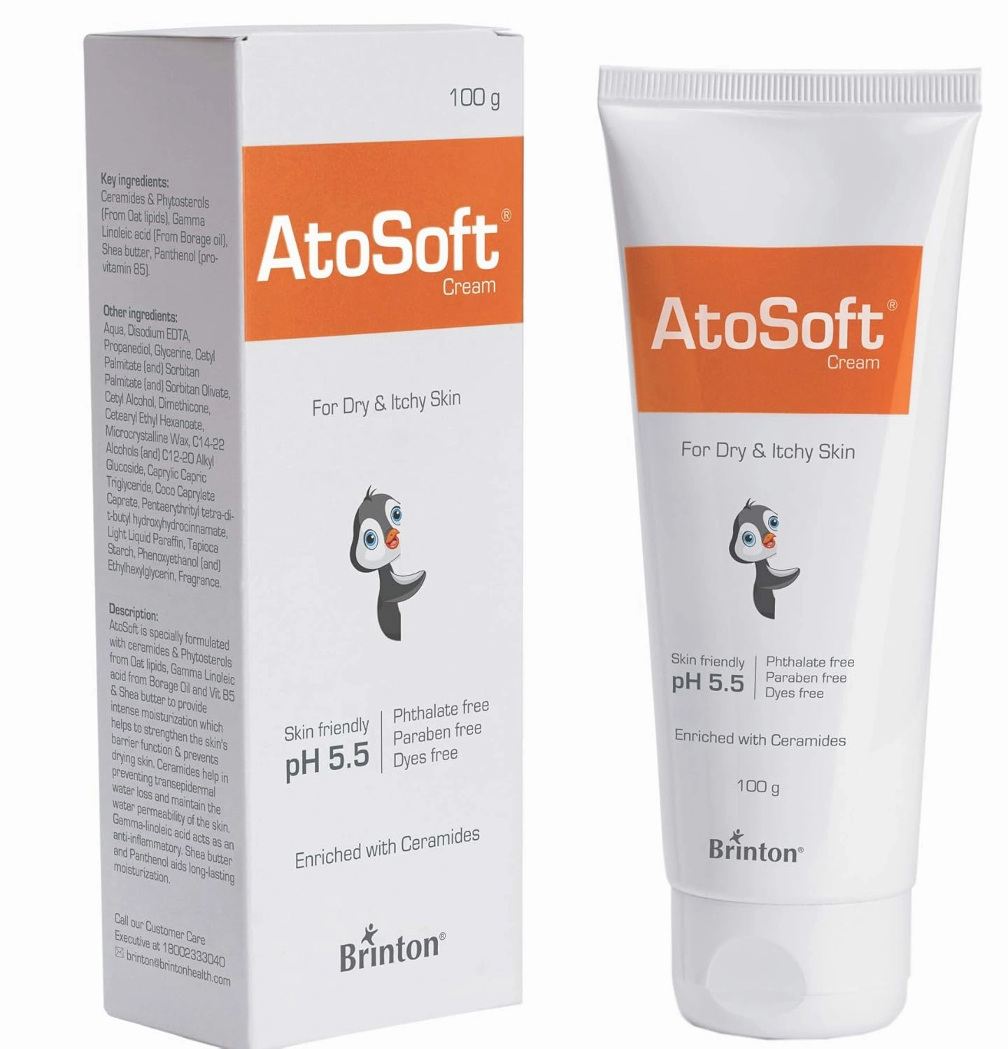 Atosoft Cream for Dry & Itchy Baby Skin | Intensive Moisturizing & Nourishing pH 5.5 | Ultra Mild Dermatologist Recommended Moisturizer, Paraben-Free (Cream, 100gm, 200ml)