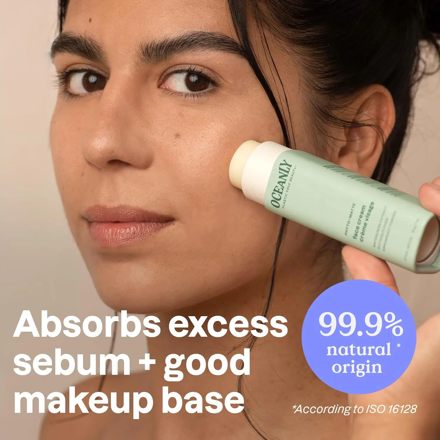 ATTITUDE Oceanly Face Cream Stick, EWG Verified, Plastic-free, Plant and Mineral-Based Ingredients, Vegan and Cruelty-free Beauty Products, PHYTO MATTE, Unscented, 1 Ounce