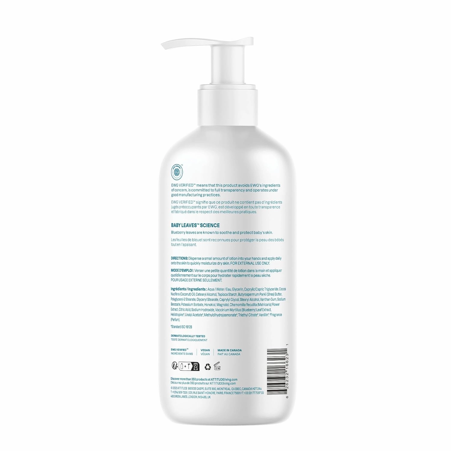 ATTITUDE Baby Lotion, EWG Verified Moisturizer, Dermatologically Tested Moisturizing Cream, Vegan and Cruelty-Free, Good Night, 16 Fl Oz