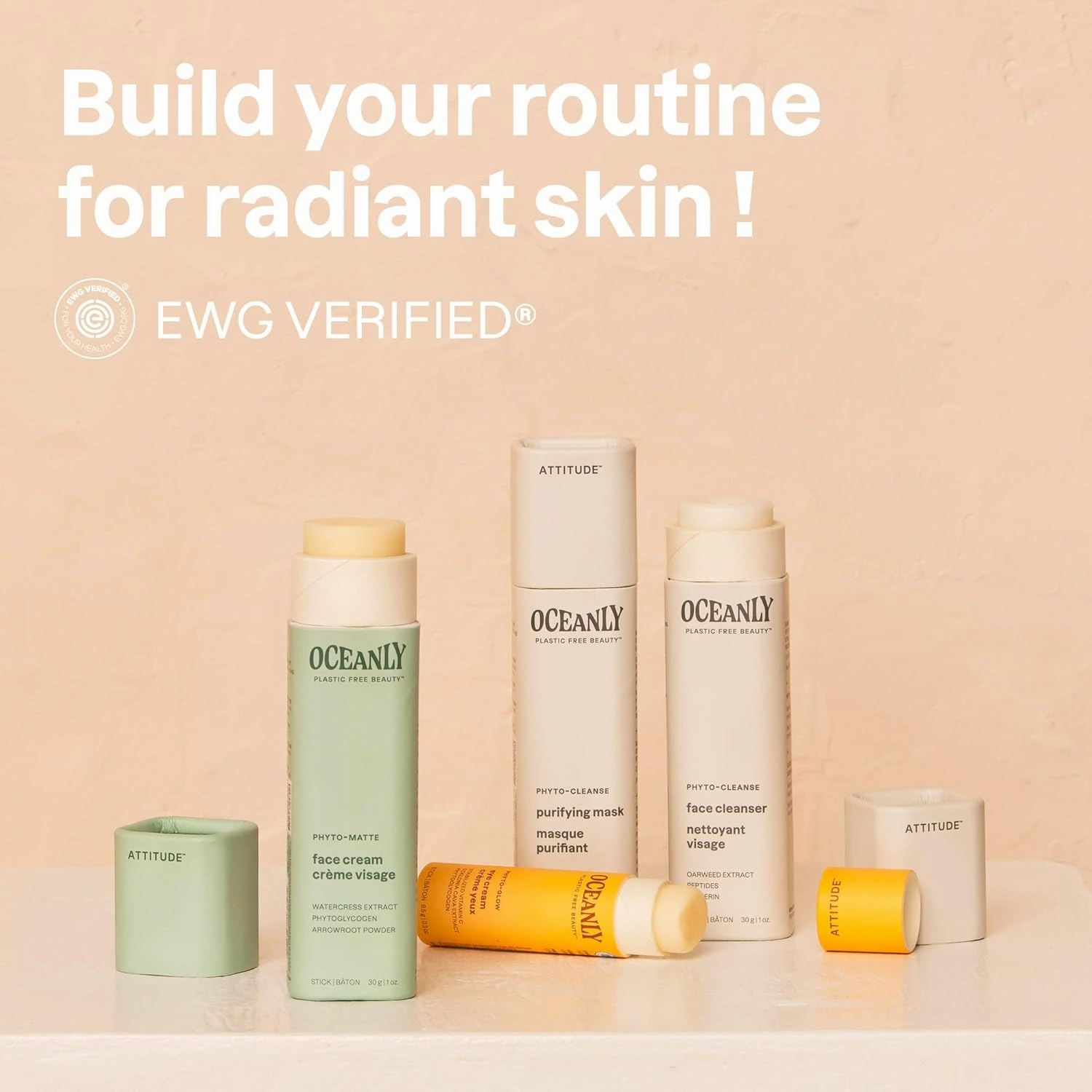 ATTITUDE Oceanly Face Cream Stick, EWG Verified, Plastic-free, Plant and Mineral-Based Ingredients, Vegan and Cruelty-free Beauty Products, PHYTO MATTE, Unscented, 0.3 Ounce