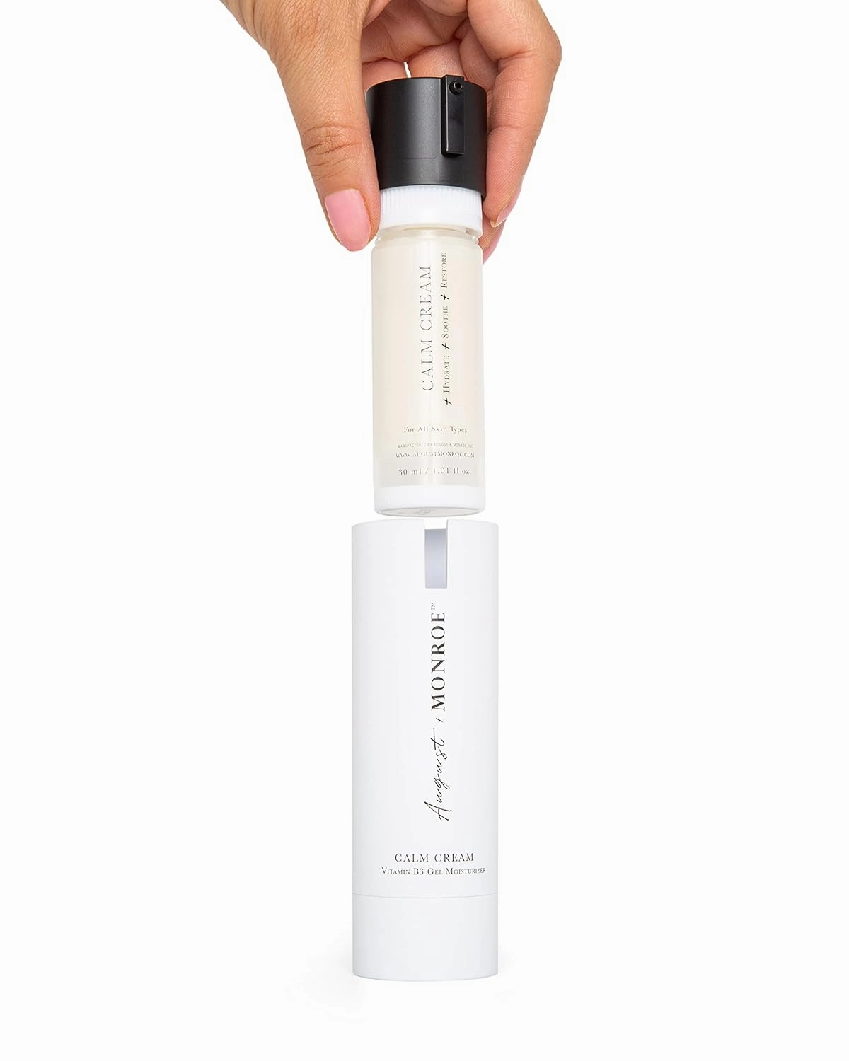 August   Monroe Calm Cream, Vitamin B3 Gel, Face Moisturizer, Hyaluronic Acid, Niacinamide White Willow Bark -All Skin Types, Dermatologist Approved (30ml) (Refill)