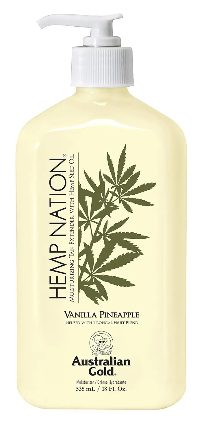 Ausrialian Gold Vanilla Pineapple Hemp Nation Moisturizing Tan Extender Lotion, 18 Fl. Oz. | Hemp Seed Oil,70936-16OZ