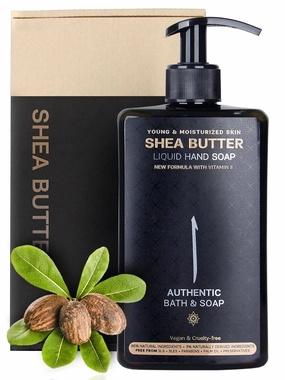 AUTHENTIC BATH & SOAP - Organic Shea Butter Liquid Hand Soap - Moisturizing for Dry Skin, Vegan, Cruelty free, Paraben & Sulfate Free, SLS & SLES Free, Hand Wash for Men & Women 16.9 Fl Oz