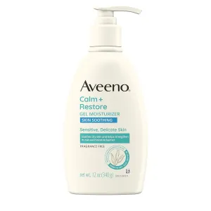 Aveeno Calm   Restore Body Moisturizer Gel for Sensitive Skin, Lightweight Moisturizer to Help Heal Dry Skin with Aloe Vera, Prebiotic Oat and Pro-Vitamin B5, Fragrance Free, 12 OZ