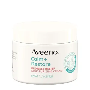 Aveeno Calm   Restore Facial Cream for Redness Relief, Soothing Face Moisturizer for Sensitive Skin, Hypoallergenic Formula, Fragrance-Free, 1.7 OZ