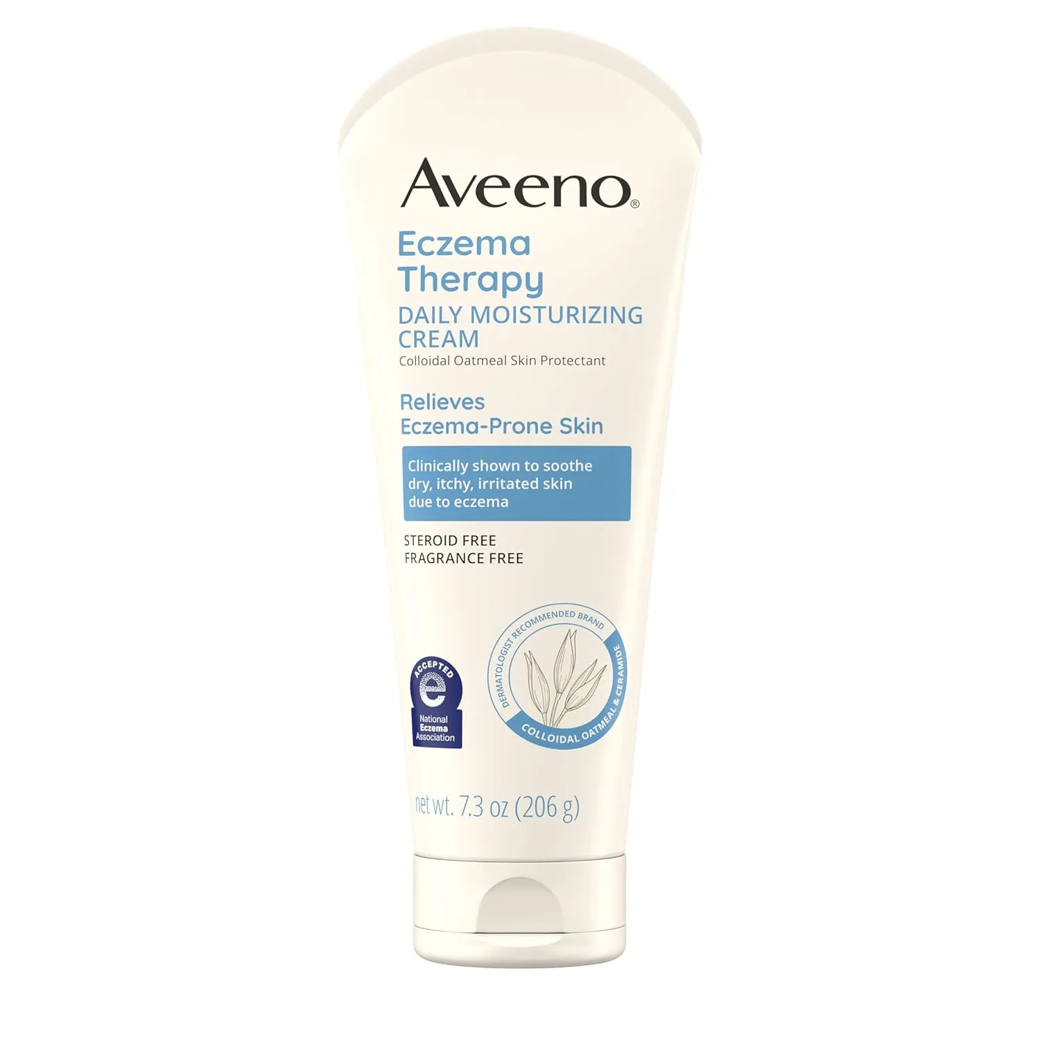 Aveeno Eczema Therapy Daily Moisturizing Body Cream for Sensitive Skin, Soothing Eczema Relief Cream, Colloidal Oatmeal & Ceramide for Dry & Itchy Skin, Steroid- & Fragrance-Free, 7.3 oz