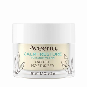 Aveeno Calm   Restore Oat Gel Facial Moisturizer for Sensitive Skin, Lightweight Gel Cream Face Moisturizer with Prebiotic Oat & Feverfew, Hypoallergenic, Fragrance- & Paraben-Free, 1.7 oz (Pack of 3)