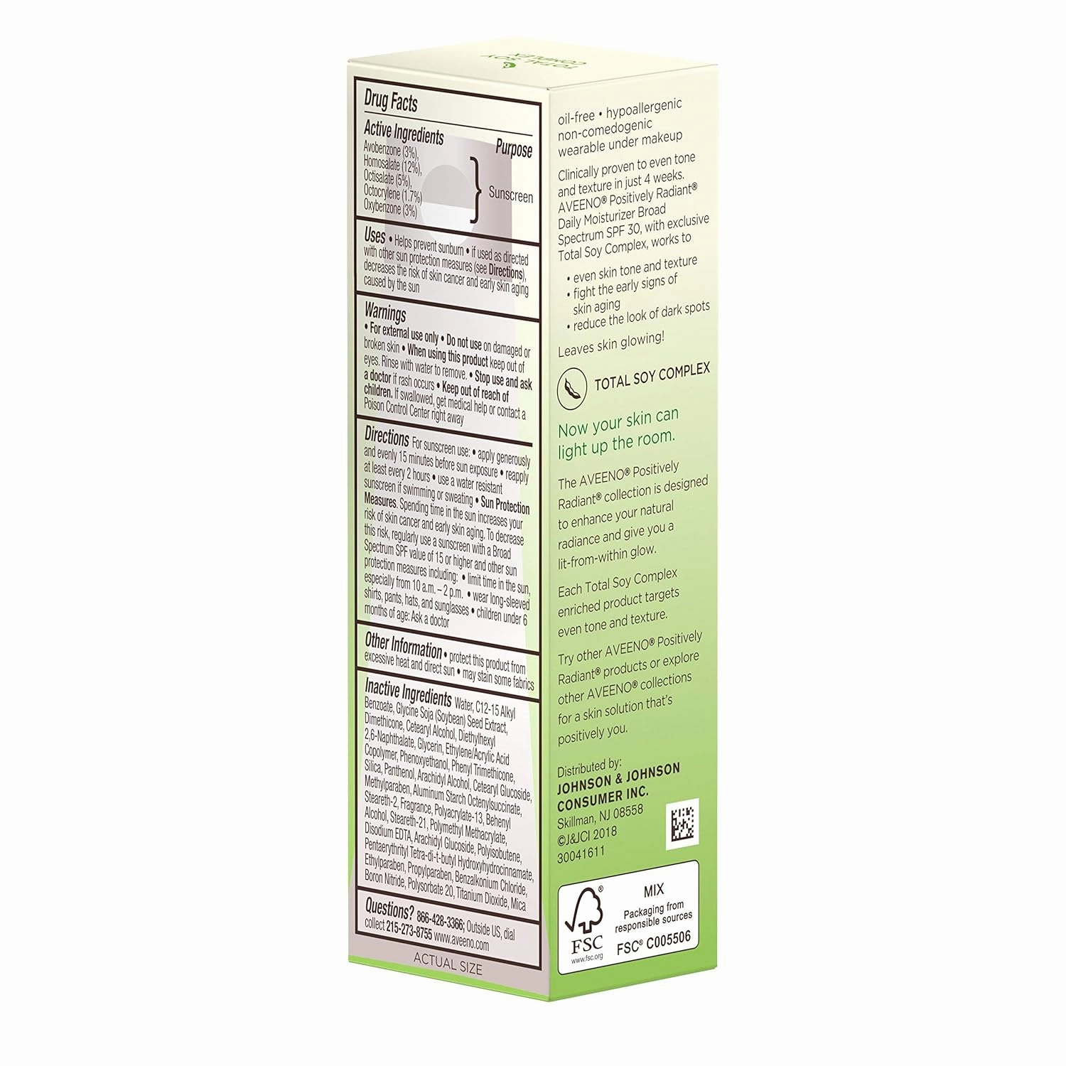 Aveeno Positively Radiant Daily Moisturizer Spf#30, 1oz, 1 Oz