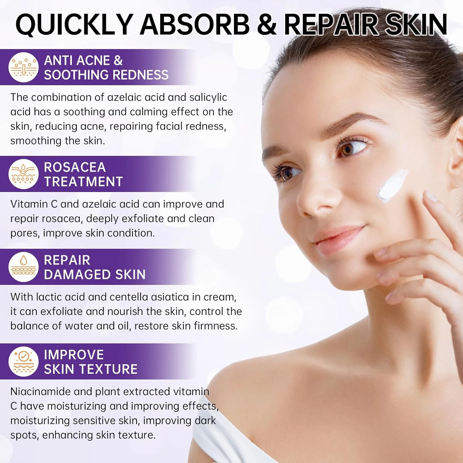 Azelaic Acid 12% Cream For Face, Azelaic Acid Acne Cream For Redness Relief, 2PCS Azelaic Acid Serum With Salicylic Acid & Niacinamide For Dark Spot, Skin Care.