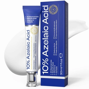 Azelaic Acid Facial Cream: Redness Relief & Pimple Treatment - Oil Control Moisturizer to Soothe Irritation, Minimize Pores, Prevent Breakouts, 1oz