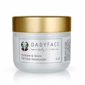 Babyface Hydrate & Glow Oil Free Moisturizer Gel Vitamin B5 & Hyaluronic Acid for Acne Prone Skin, Large Pores