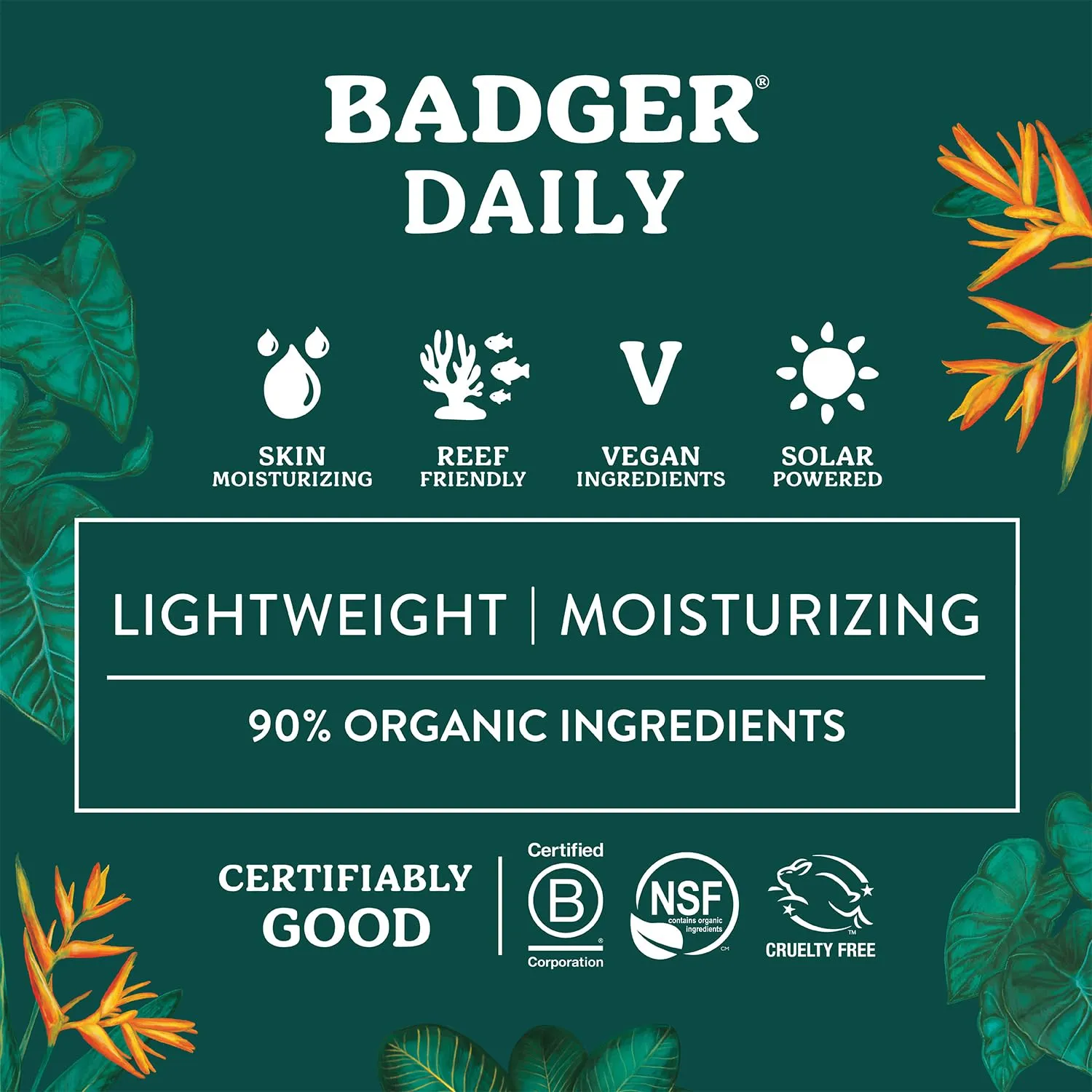 Badger Mineral Daily Sunscreen with Zinc Oxide, Organic Moisturizer with SPF 30, Hydrating Everyday Lotion, Vegan, Gluten Free & Unscented Body Sunscreen, 4 fl oz