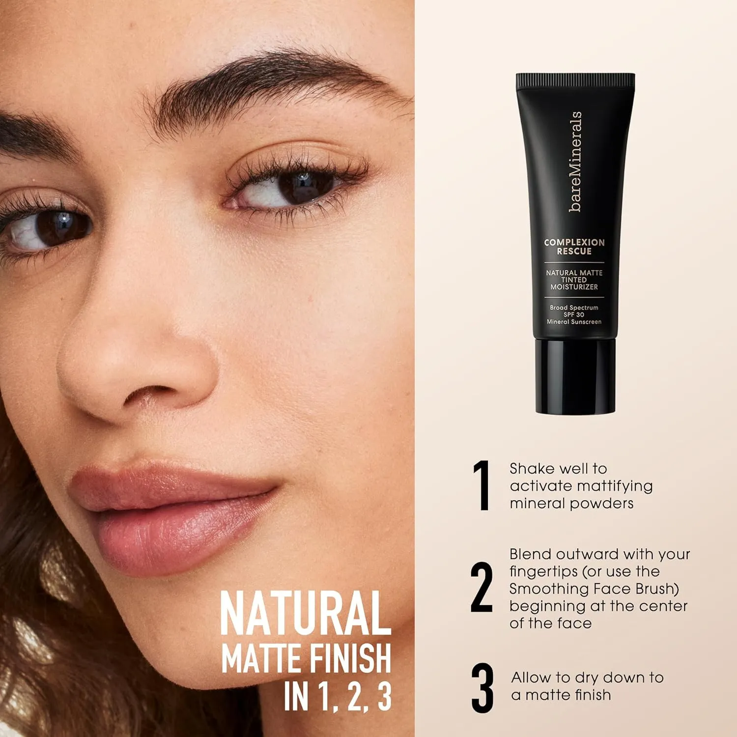 bareMinerals Complexion Rescue Natural Matte Tinted Moisturizer for Face with SPF 30