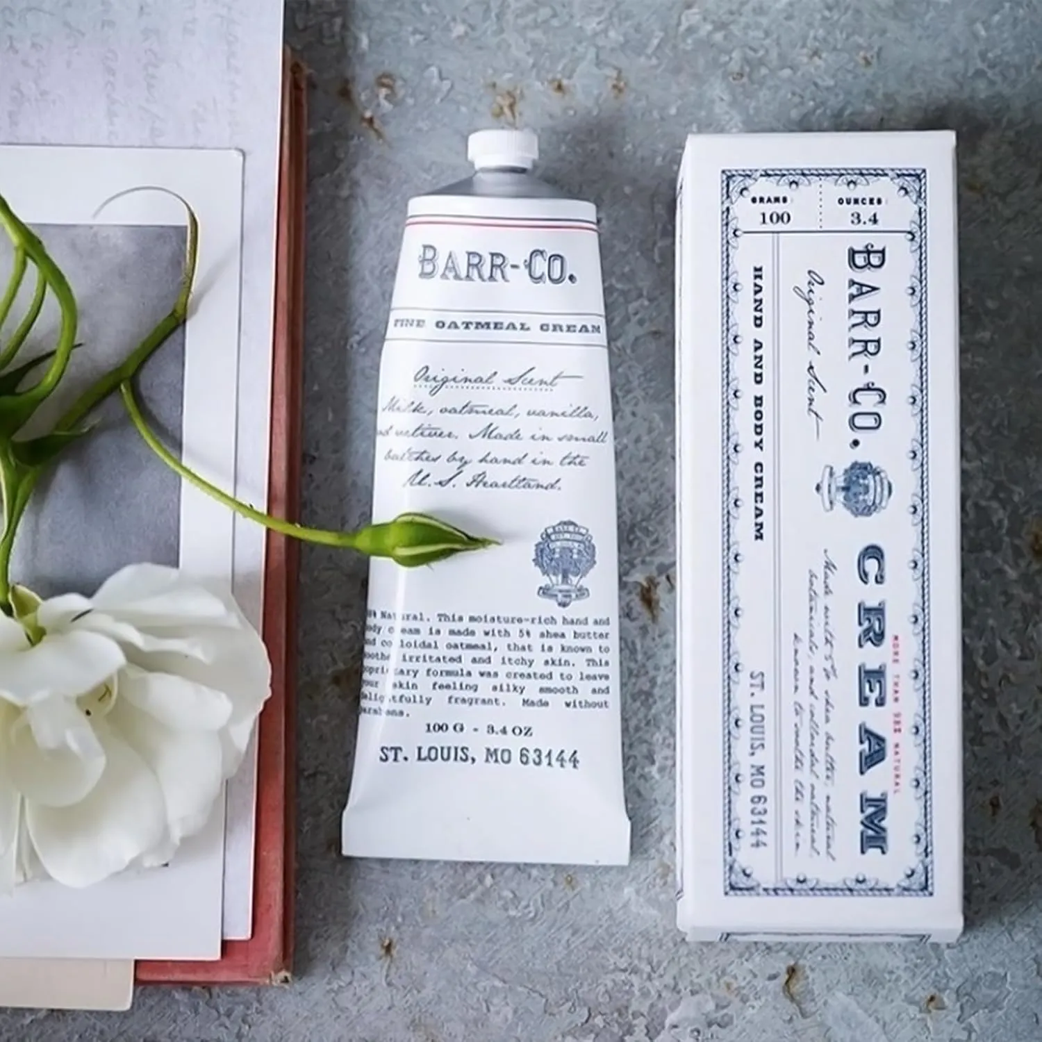 BARR-CO. Hand Cream Original Scent, Tranquil Milky Scent with Oat, Vanilla & Vetiver, Hand Cream for Dry & Cracked Hands, Shea Butter Cream, 3.4 fl oz