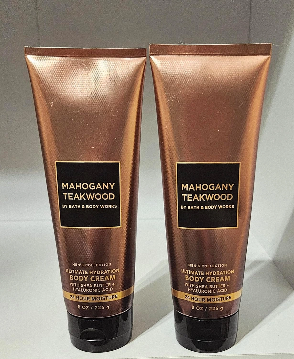 Bath & Body Mahogany Teakwood Ultimate Hydration Body Cream, Men's Collection, 8 oz, 24 Hour Moisture with Shea Butter and Hyaluronic Acid, 2-Pack