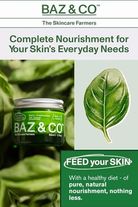 BAZ & CO Skin Food Moisturizer Face Cream for Men 1.7 Fl Oz with Basil, Frankincense and Juniper