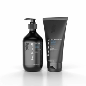 Beau Brummell for Men | Skincare Essentials Bundle | Mattifying Face Moisturizer 5 oz   Activated Charcoal Daily Face Wash 8 oz