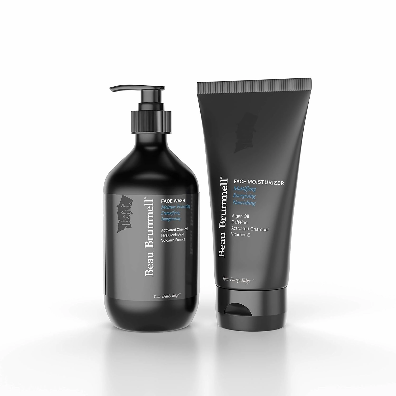 Beau Brummell for Men | Skincare Essentials Bundle | Mattifying Face Moisturizer 5 oz   Activated Charcoal Daily Face Wash 8 oz