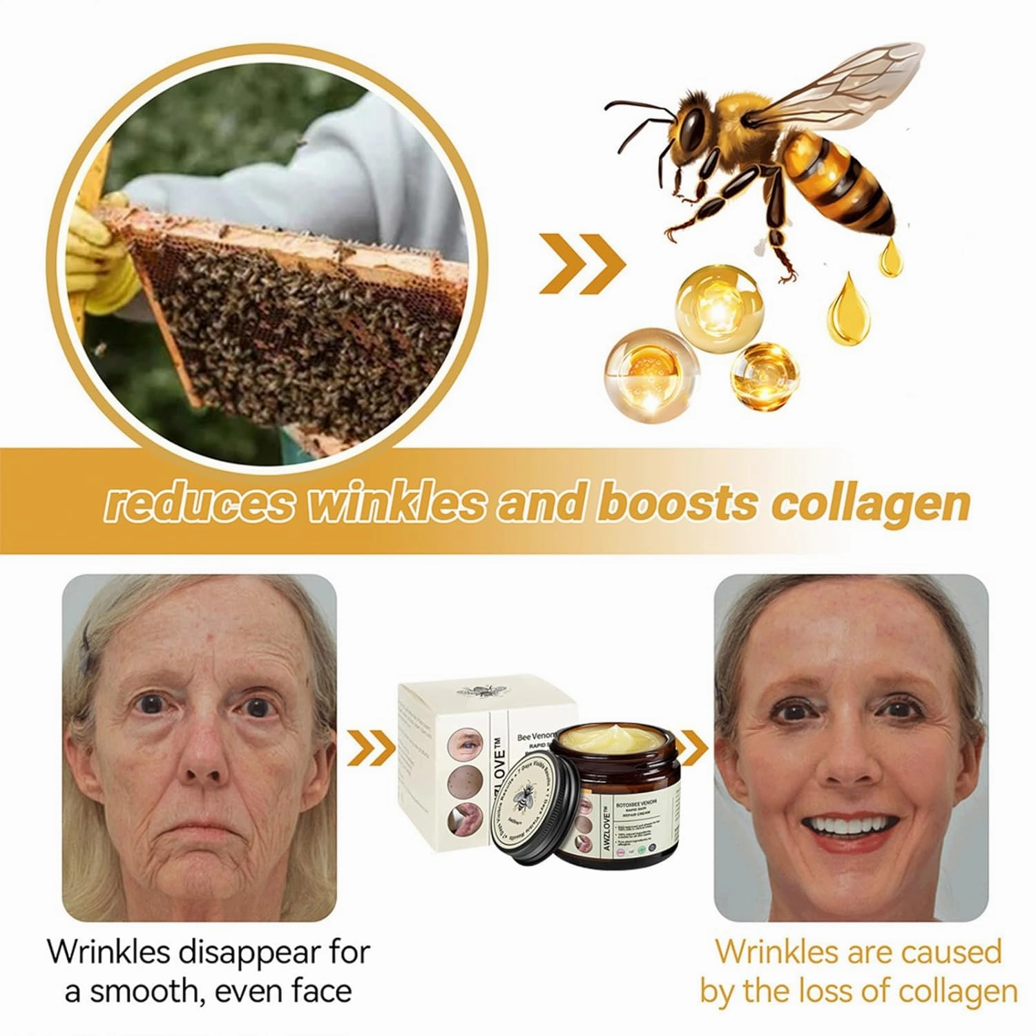 Bee Venom Cream, Bee Venom Rapid Skin Repair Cream, Bee Venom Skin Treatment cream, Effective In Reducing skin Blemishes, Gentle and Non-irritating for All Types (2PCS)