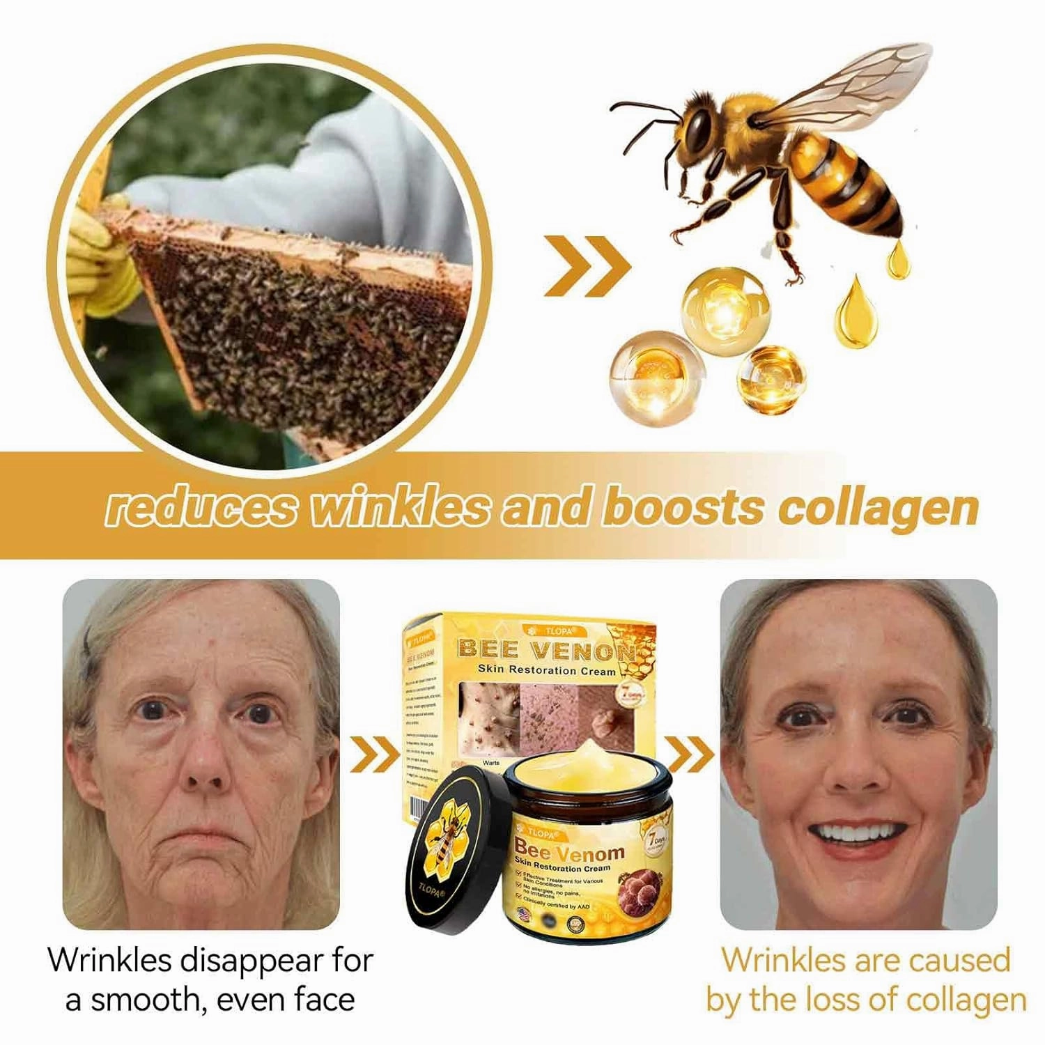 Bee Venom Skin Restoration Cream, Bee Venom Skin Treatment Cream for Face & Body, Bee Venom cream for Women & Men - Day & Night Use (4)