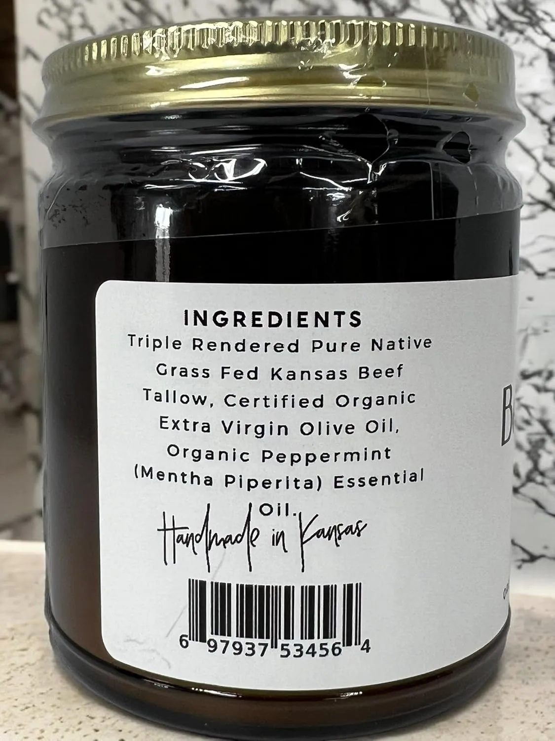 Beef Tallow Balm - 8 oz - Organic Grass Fed and Finished - Made in USA - Moisturizing Skin Care Peppermint