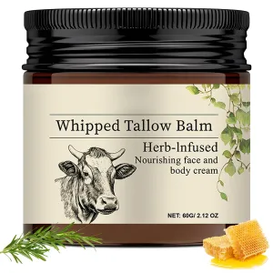 Beef Tallow for Skin, Tallow and Honey Balm For Face, Beef Tallow Face Moisturizer for Dry Skin, All Natural Hydration Moisturizer Body Lotion Skincare, 2.12 Oz Cream