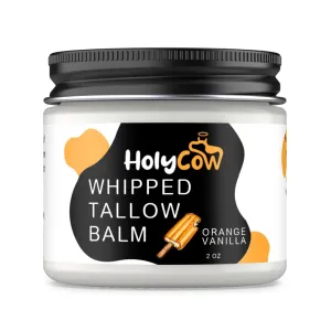 Beef Tallow For Skin - Whipped Tallow Balm with Organic Jojoba Oil (Orange Vanilla), Grass Fed Beef Tallow Face Moisturizer for Eczema, Baby, Lip Balm - Lotion For Extremely Dry Skin