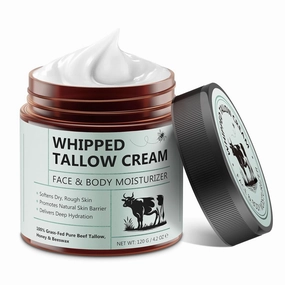 Beef Tallow and Honey Balm for Skin - Beef Tallow Cream(4.2 Oz),Tallow Face Moisturizer with Grass-Fed Pure Beef Tallow,Honey,Beeswax for Dry Face & Body, Natural Skin Care for Soft