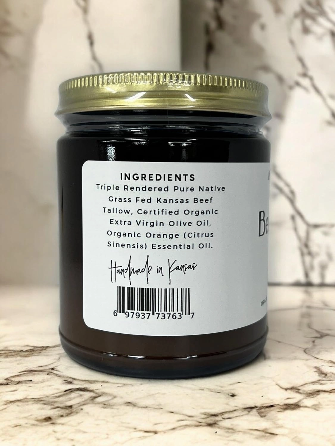 Beef Tallow Balm - 2 oz - Organic Grass Fed and Finished Tallow- Made in USA - Moisturizing Skin Care Orange