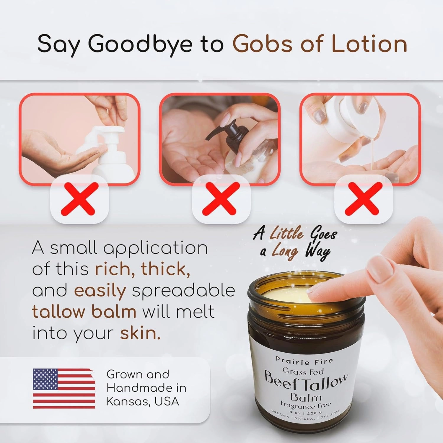Beef Tallow Balm - 2 oz - Organic Grass Fed and Finished Tallow- Made in USA - Moisturizing Skin Care Orange