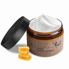 Beef Tallow Balm for Skin, Tallow and Honey Balm, Moisturizer Hydrates and Nourishes the skin, Gress Fed Beef Tallow for Skin, Whipped tallow balm