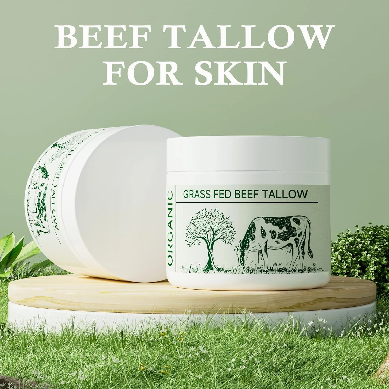 Beef Tallow, Beef Tallow for Skin, Moisturizer for Dry Skin, Unscented Beef Tallow Blam Grass Fed Whipped Tallow Face Cream Nourishing Soothing Moisturizer Body Lotion Skin Care, 3 Packs