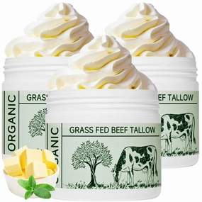 Beef Tallow, Beef Tallow for Skin, Moisturizer for Dry Skin, Unscented Beef Tallow Blam Grass Fed Whipped Tallow Face Cream Nourishing Soothing Moisturizer Body Lotion Skin Care, 3 Packs