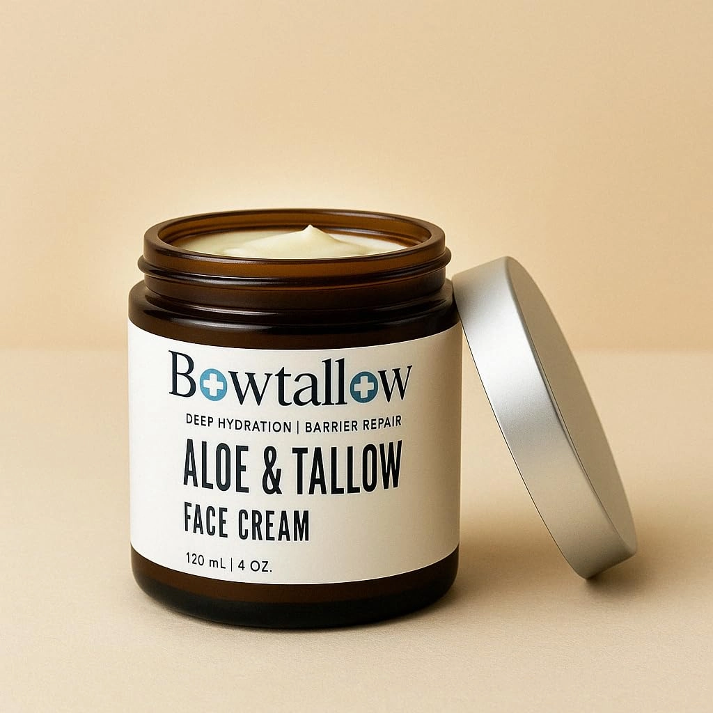 Beef Tallow Face Moisturizer with Aloe Vera for Acne and Dry Skin